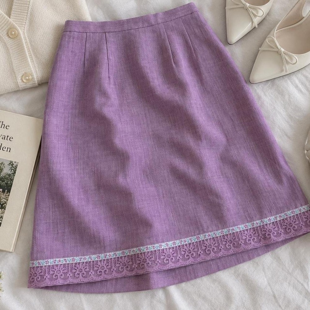 60s purple skirt  60s skirt Mayking 25"